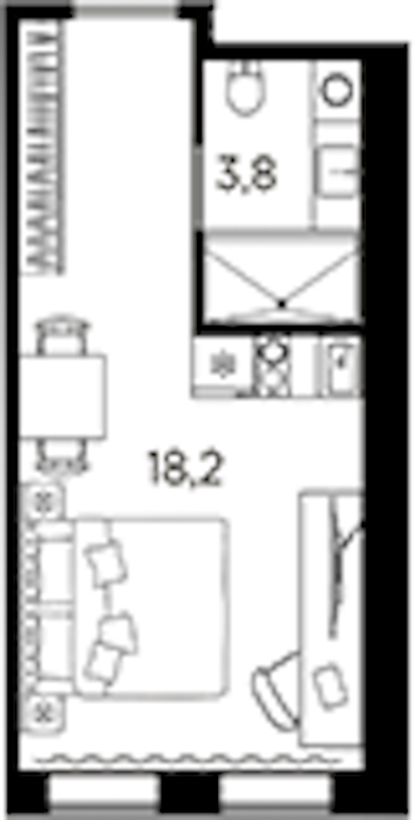 Квартира студия 22 м², 12/13 эт., ЖК «AVENIR Industrial»